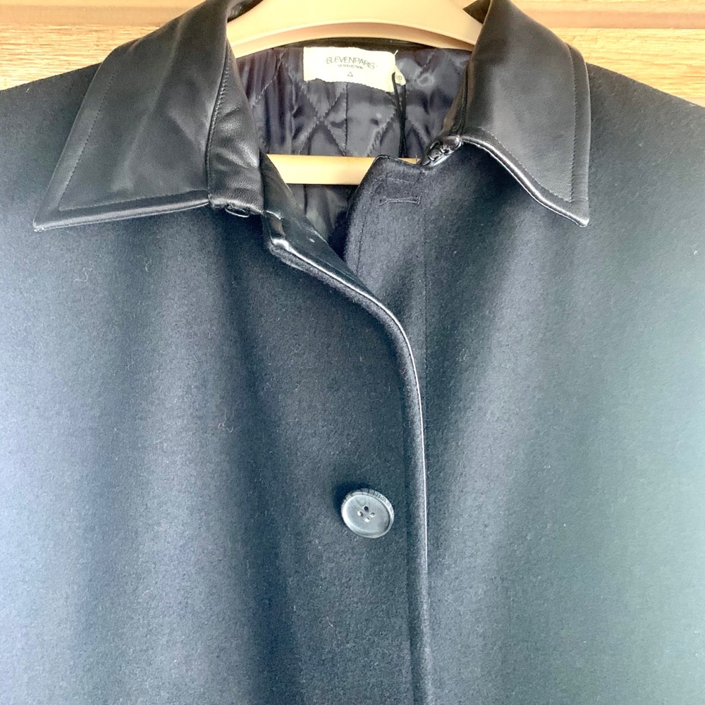ELEVEN PARIS Wool Leather 40 Winter Over Coat Jacket Heavy - Picture 5 of 12